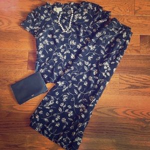 Talbots Black Floral Skirt Set